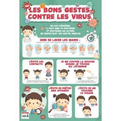 Achetez Poster en PVC 76x52 cm les gestes barrières PAPPOSTGESTBARRIER pas cher sur Ma Rentrée Sco..