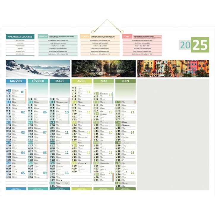 Calendrier 6 mois sur chaque face 4 saisons effaçable 43 x 55 cm PAPSAISONSEFF BOUCHUT GRANDREMY