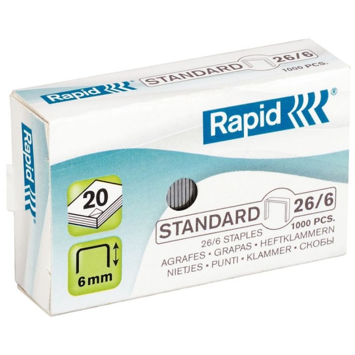 RAPID Agrafes Nº26/6 galvanisées en boîte de 1000