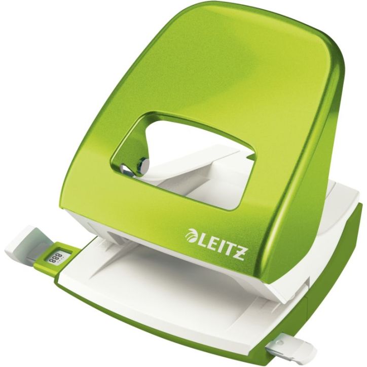 LEITZ Perforateur Vert anis métallisé, 30feuilles, réglette à  clic. Effort réduit de 60% livré en Boîte