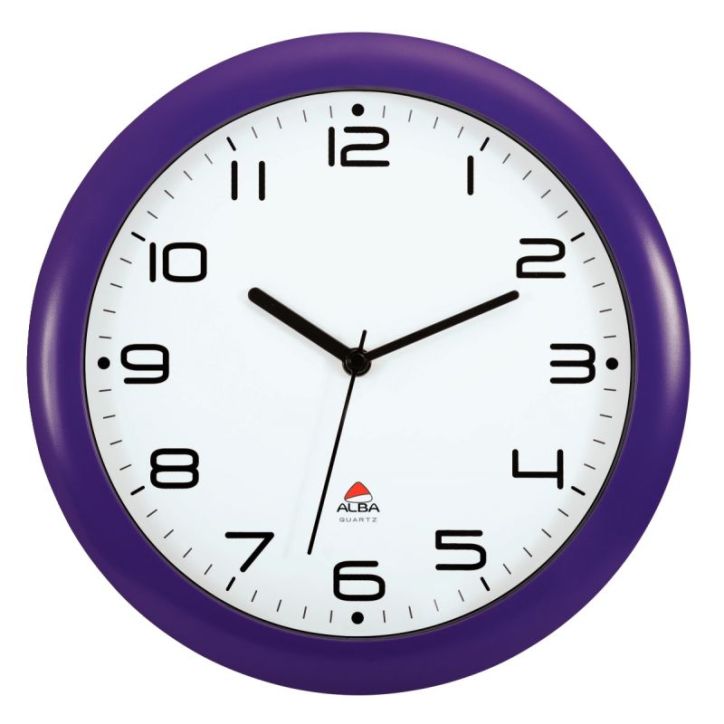 ALBA Horloge murale Hornew silencieuse Prune, pile AA non fournie - Diamètre 30 cm