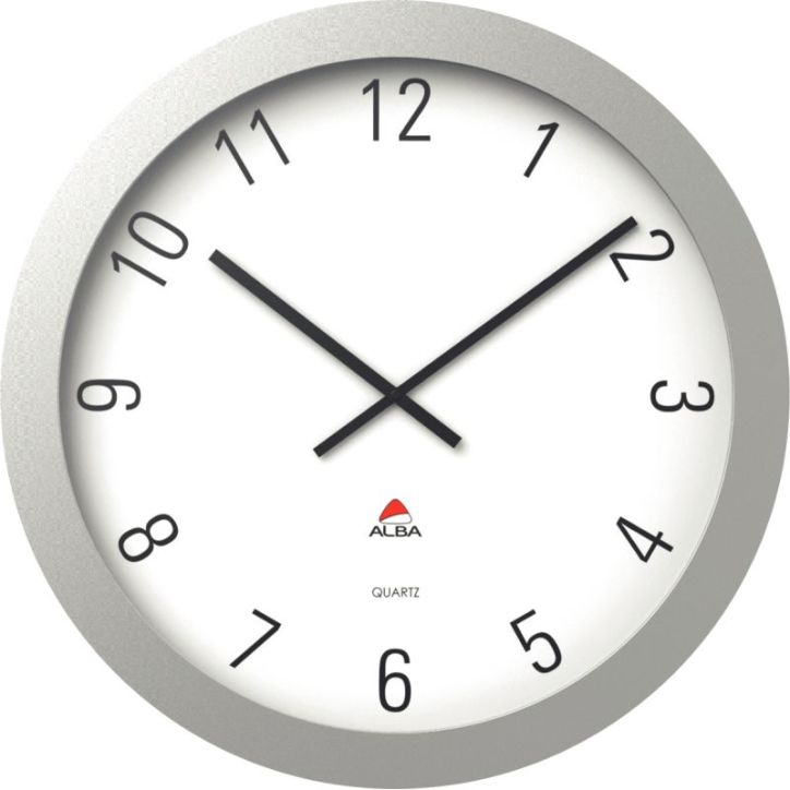 ALBA Horloge murale géante Horgiant contour ABS D60 cm Gris, chiffres Noirs lentille en verre à  quartz