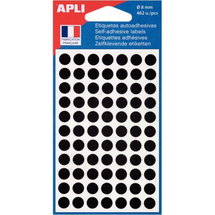 Etui de 462 pastilles adhésives diamètre 8 mm noir 111837 AGIPA