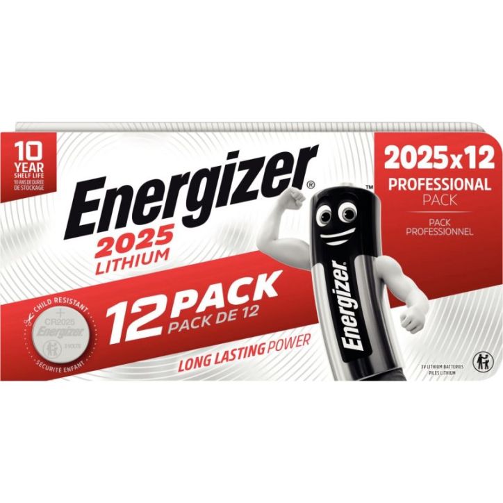 Paquet 12 piles lithium 3V CR2025 7638900441895 ENERGIZER
