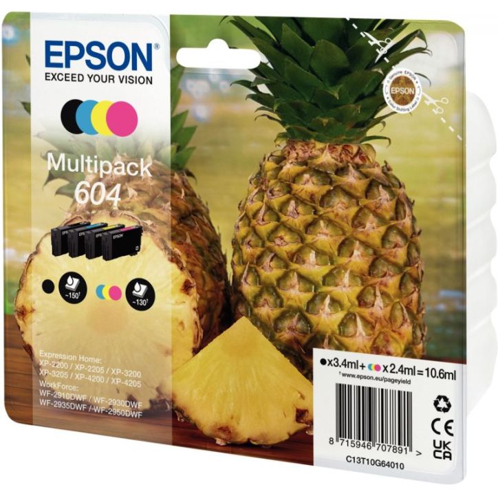 Lot de 4 cartouches jet d'encre à la marque Epson T10G640 noir cyan magenta jaune Ananas C13T10G640 EPSON
