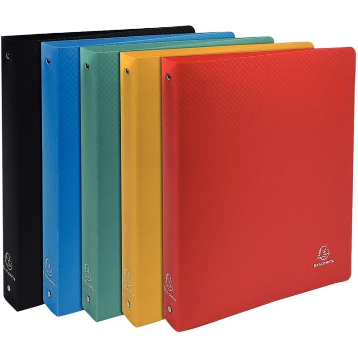 Carton de 20 classeurs en polypropylène semi-rigide, 4 anneaux ronds diamètre 30 mm, format A4+ 51280E EXACO