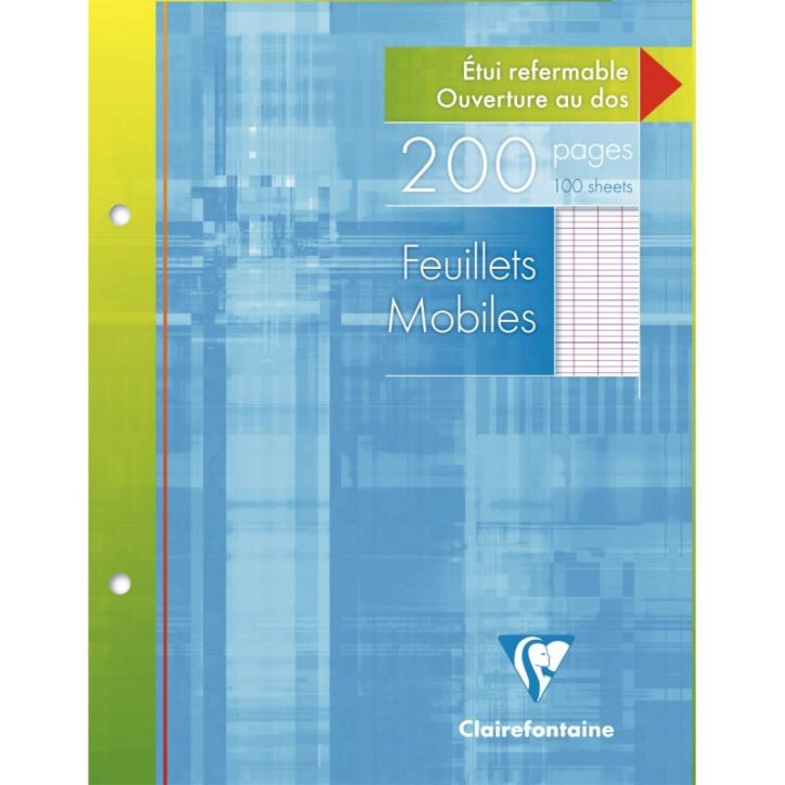 Etui de 100 feuillets mobiles (200 pages) format 17x22 cm séyès 90g blanc 1351C CLAIREFONTAINE