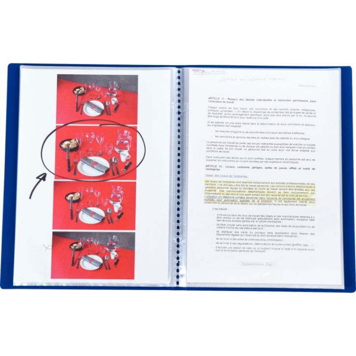 Protège-documents MEMPHIS 50 pochettes fixes 100 vues coloris bleu 400108023 HAMELIN