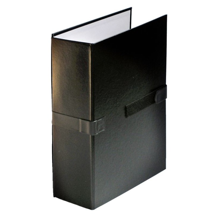 EXACOMPTA Chemise extensible en balacron. Rabat en pied, fermeture par sangle scratch. Coloris Noir