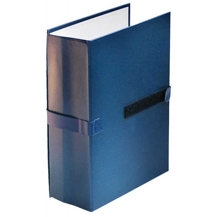 EXACOMPTA Chemise extensible en balacron. Rabat en pied, fermeture par sangle scratch. Coloris Bleu foncé