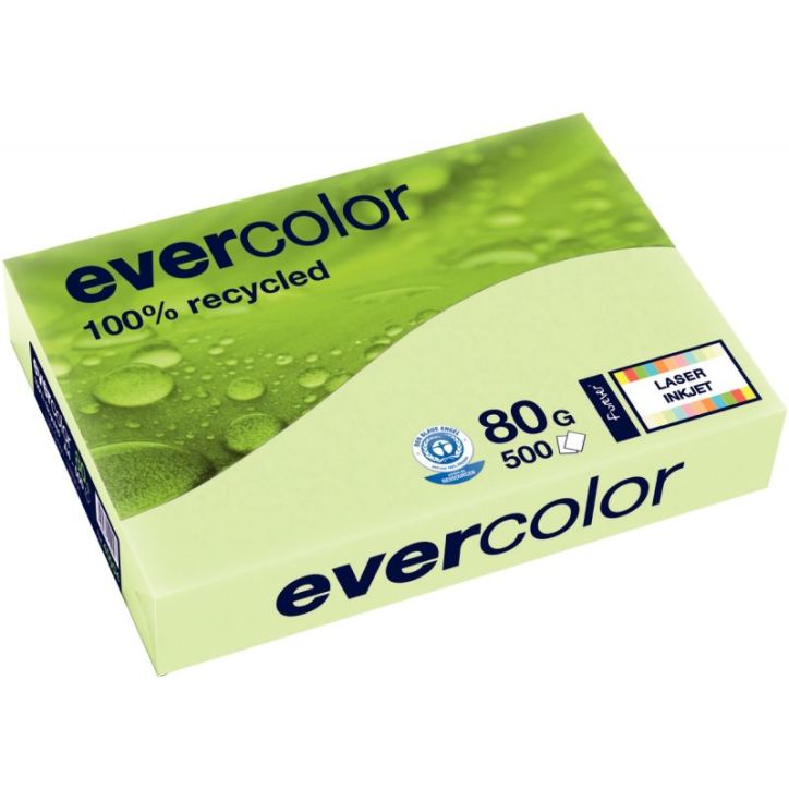 Ramette de 500 feuilles de papier recyclé 80g de format A3 vert clair EVERCOLOR 30004C CLAIREFONTAINE
