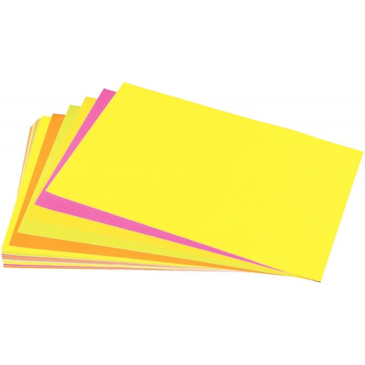 Paquet de 25 feuilles affiche fluo 90 g 40x60 cm couleurs assorties : Orange, rose, jaune, vert, rouge 3-002-2