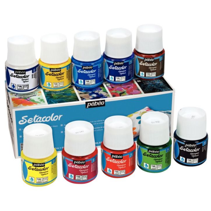 Boîte de 10 flacons 45 ml SETACOLOR, opaque 294000 PEBEO