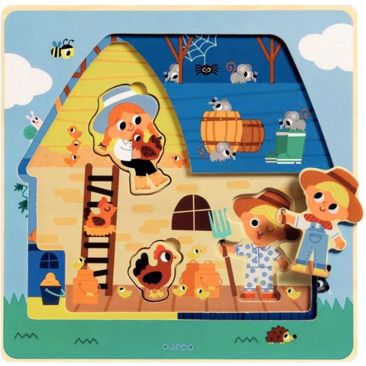 Encastrement 3 niveaux en bois 12 pièces, chez Moo DJ01482 DJECO