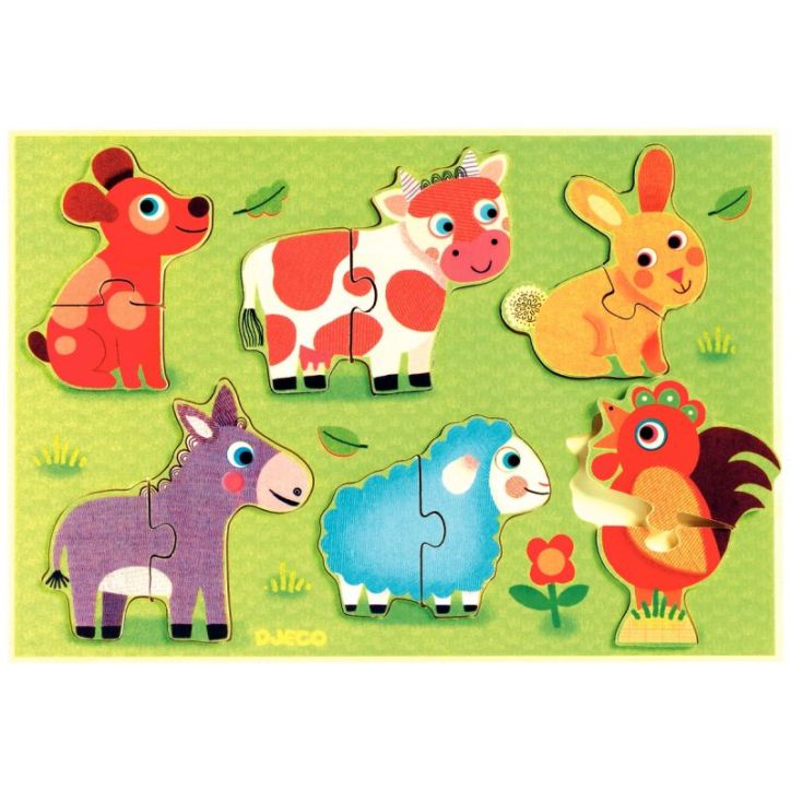 Encastrement en bois Coucou Prairie, 12 pièces DJ01259 DJECO