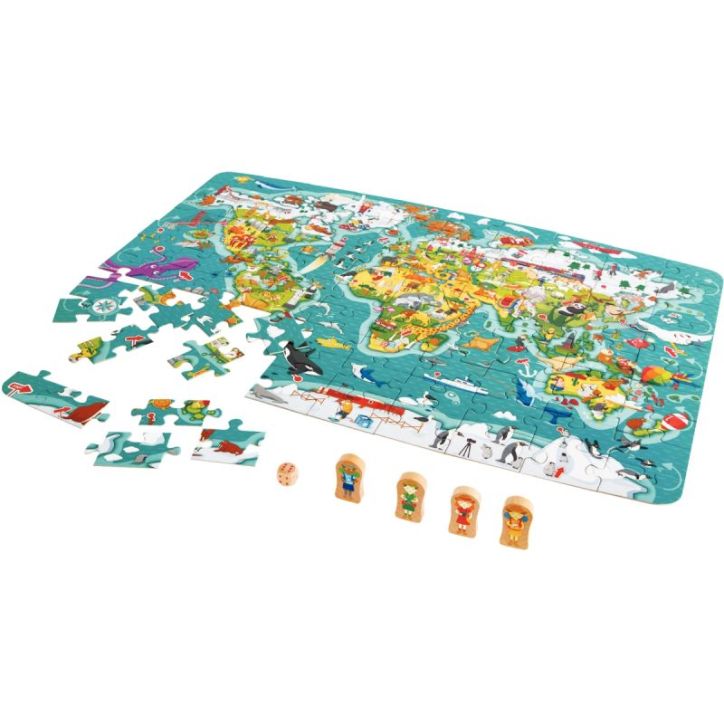 Puzzle 100 pièces + jeu, le tour du monde E1626 HAPE