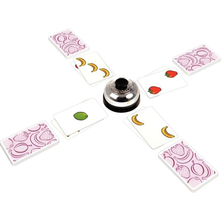 La boîte "HALLI GALLI" contient 56 cartes, 1 cloche, règle du jeu AMHGS