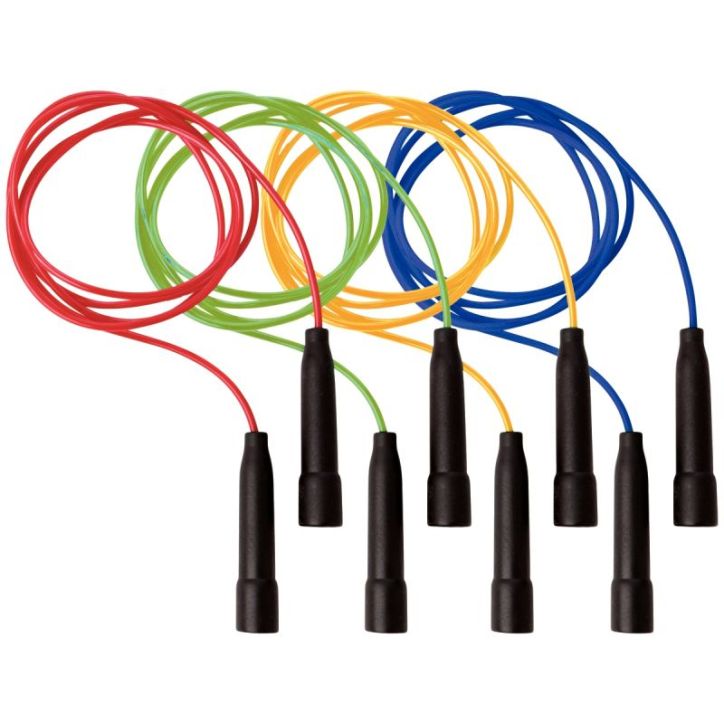 Lot de 4 cordes à sauter en PVC de longueur 2,20 m avec poignées FI0149MA