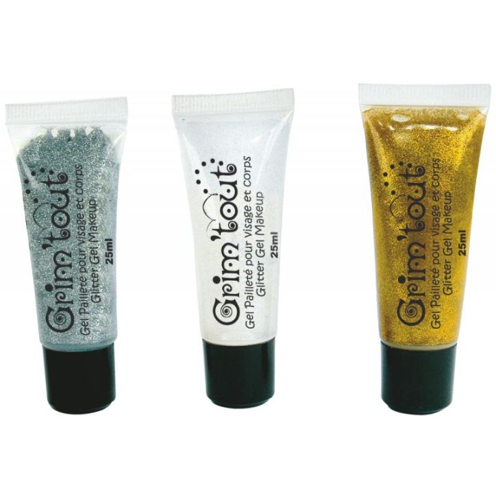 Lot de 3 tubes de gel pailleté pour visage et corps GT41523