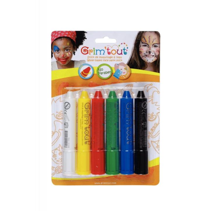 Lot de 6 sticks de 4,7 grammes de maquillage à  l'eau coloris vifs GT41232