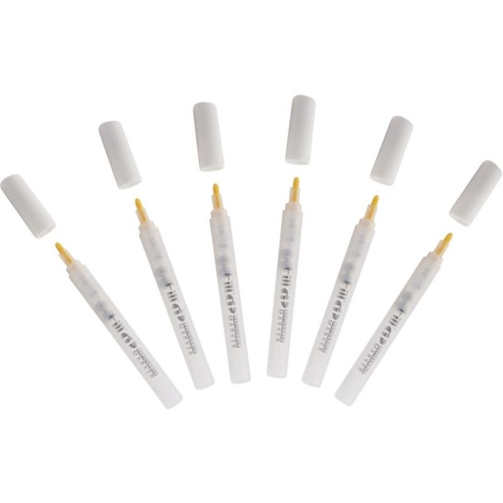 Lot de 6 marqueurs vides rechargeables pour encres et peintures liquides pointe ogive 4 mm GI00093