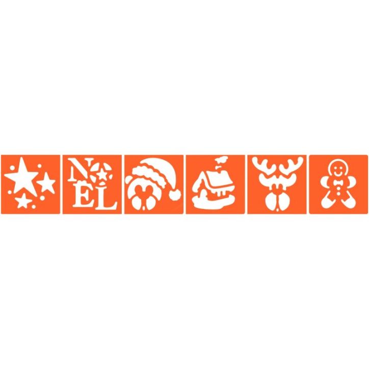 Paquet de 6 pochoirs en plastique thème Noël, lot n°2 225971