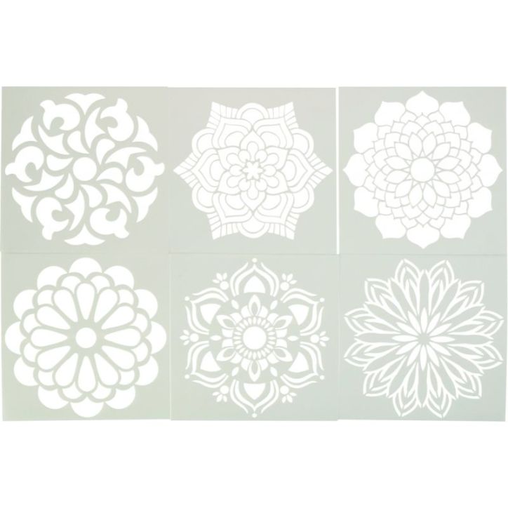 Lot de 6 pochoirs carrés Mandala AP2537