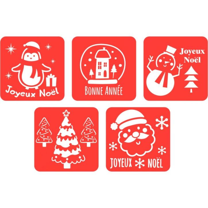 Lot de 5 pochoirs Noël et Bonne Année 2135