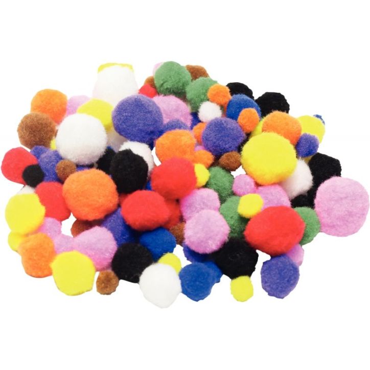 Sachet de 300 pompons tailles et couleurs assorties 2129