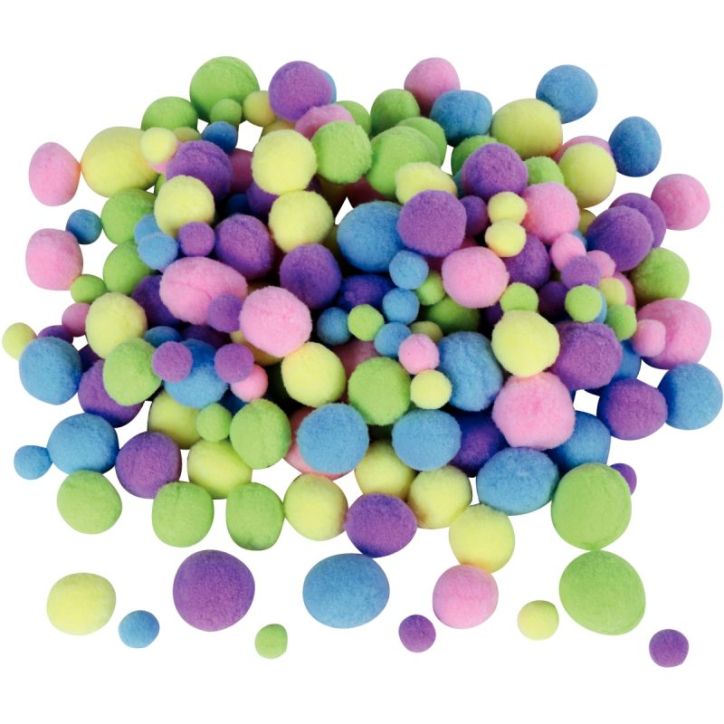 Sachet de 200 pompons pastel assortis L790020