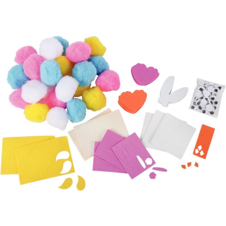 Kit 24 animaux pompons Paques 3941