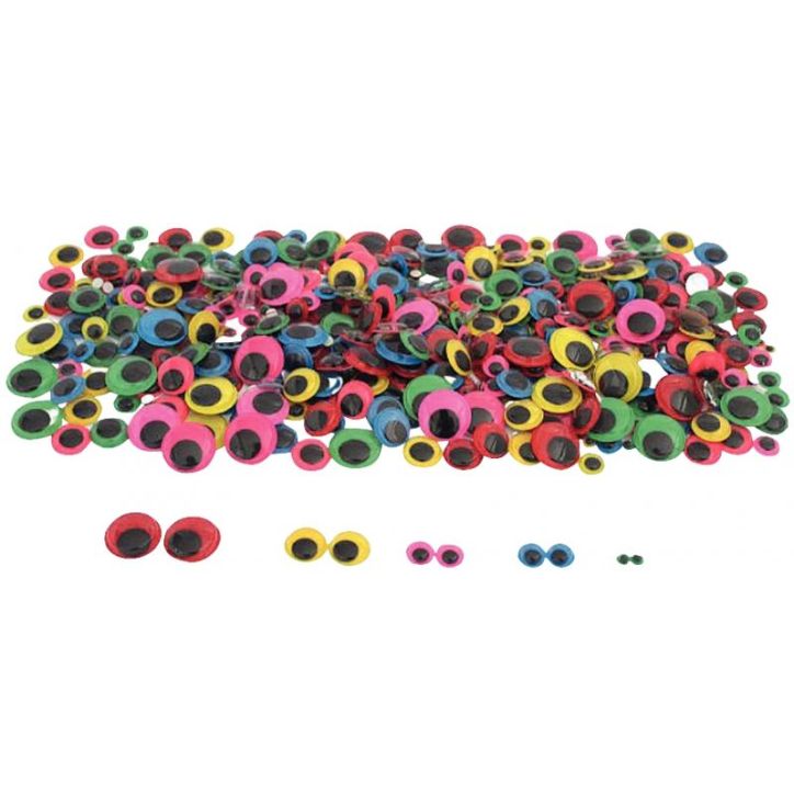 Sac de 600 yeux mobiles adhésifs colorés L777919