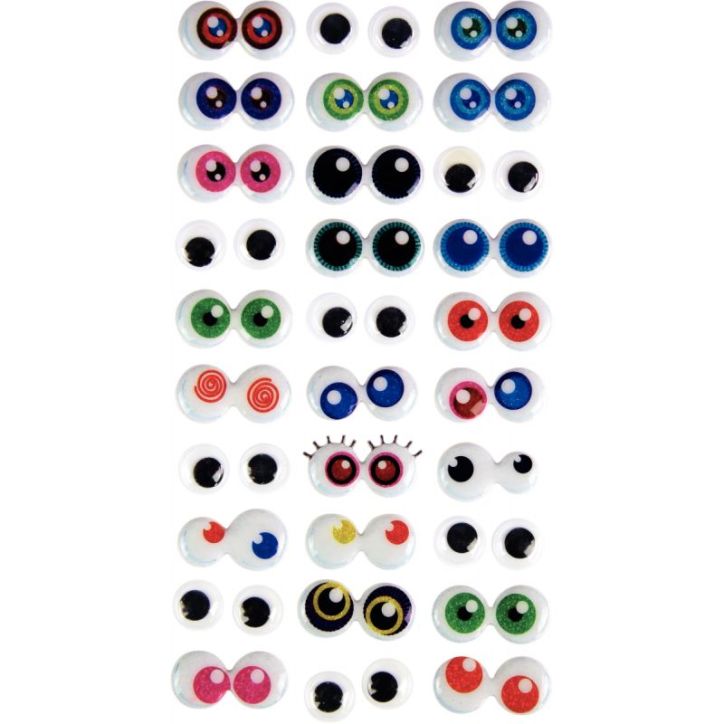 Sac de 5x30 paires yeux adhésifs 3D MAJ4579