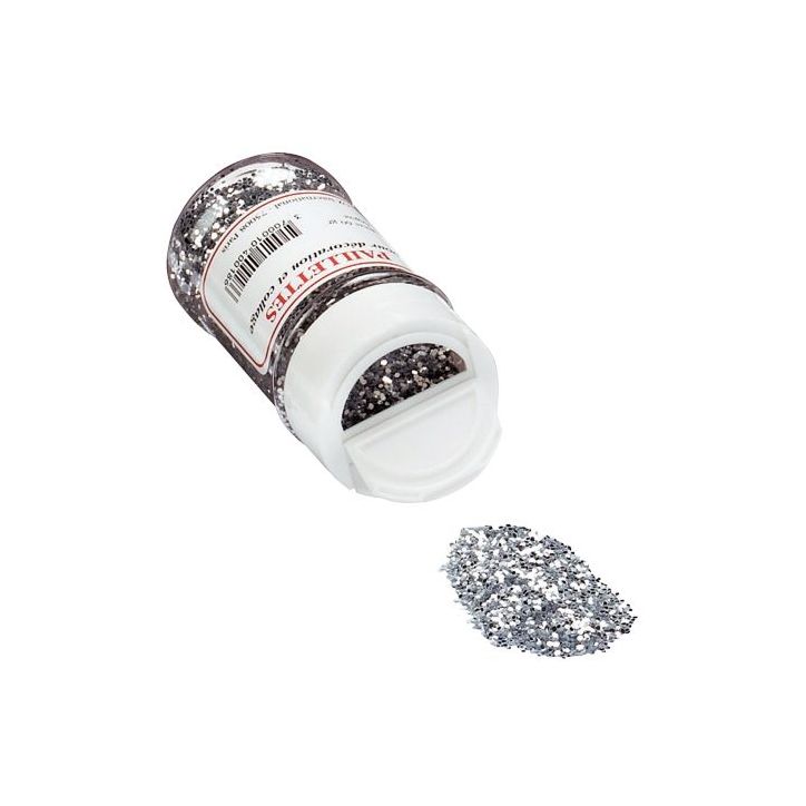 Pot de 60 g de paillettes scintillantes argent MFB98-AR
