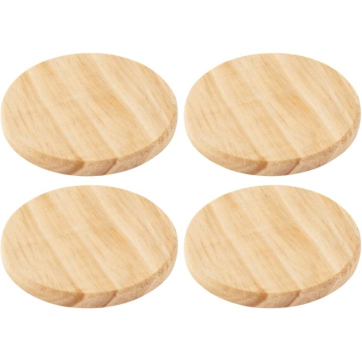 Lot de 4 dessous de verre en bois, diamètre 10,5 cm 7164