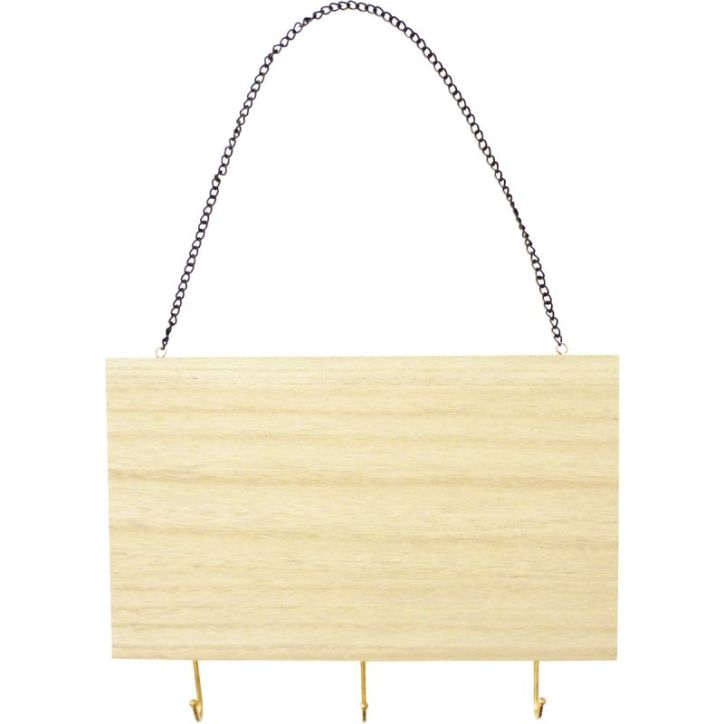 Patère en bois 3 crochets + chainette 100511