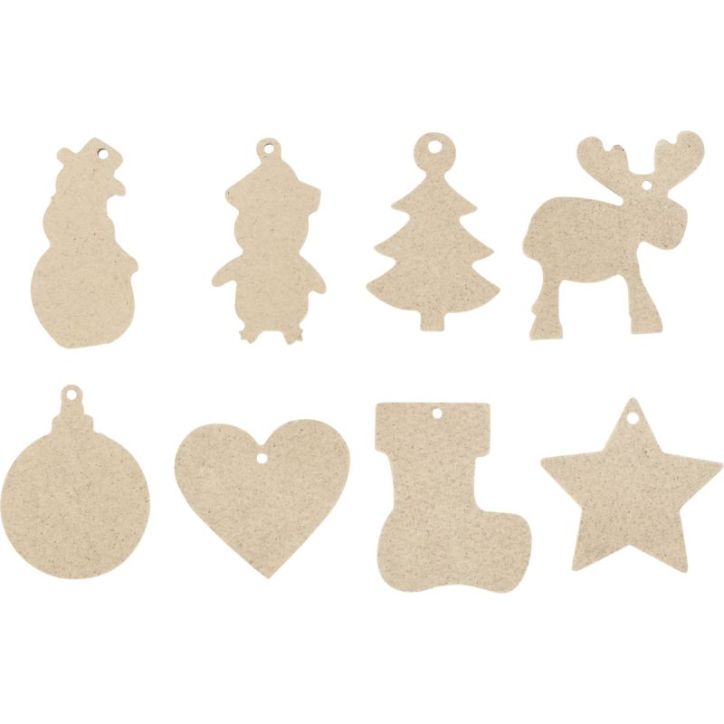 Lot de 80 décorations de Noël en bois assorties 2052