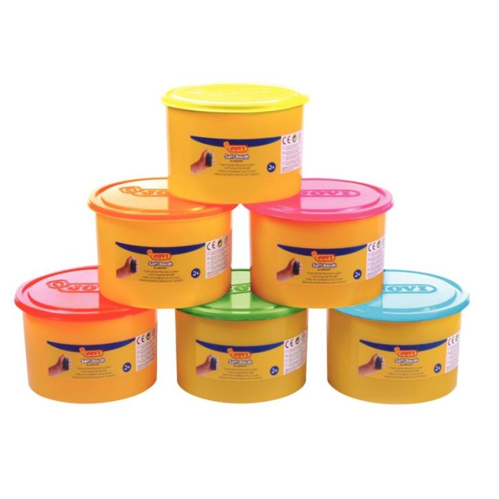 Pack de 6 pots de 460 grammes de pâte à jouer blandiver couleurs fluo 460/6F JOVI