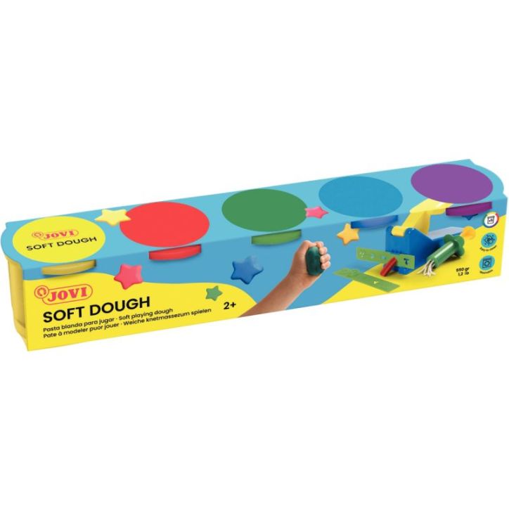 Set de 5 pots de 125 grammes de pâte à jouer blandiver couleurs primaires assorties 405 JOVI