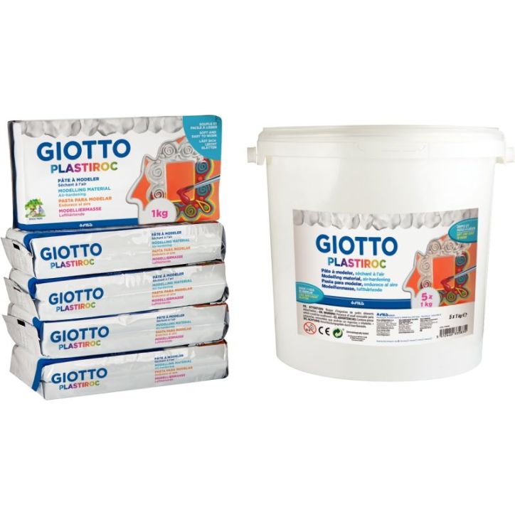Seau de 5 pains de 1kg de pâte à modeler autodurcissante Plastiroc blanche F33583 PLASTIROC GIOTTO
