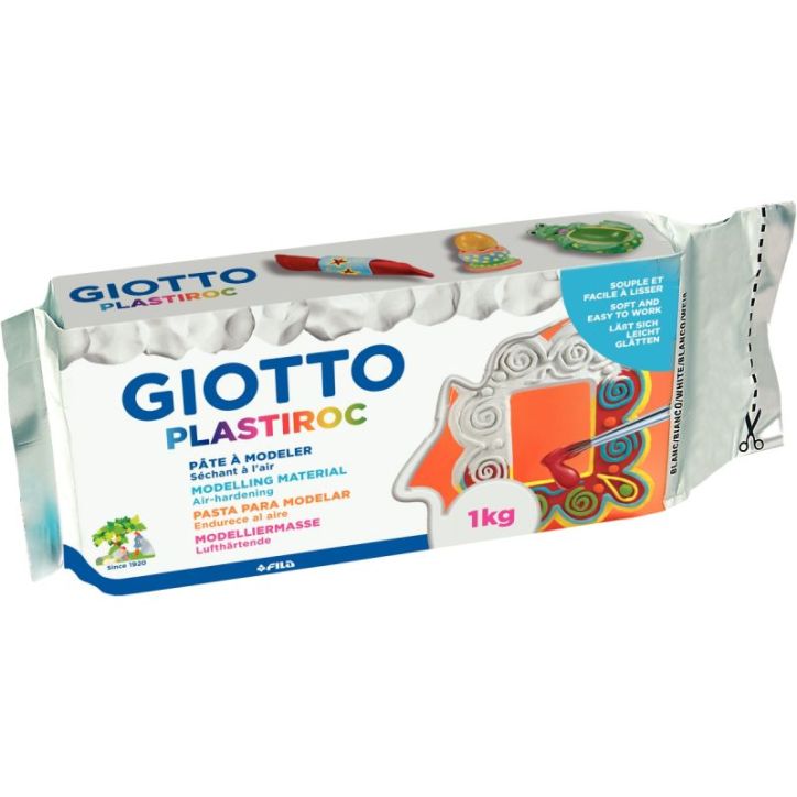 Pain de 1kg de pâte à modeler autodurcissante Plastiroc blanche F685500 PLASTIROC GIOTTO