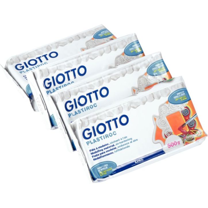 Pack de 4 pains de 500 grammes de pâte à modeler autodurcissante Plastiroc blanche F33582 PLASTIROC GIOTTO