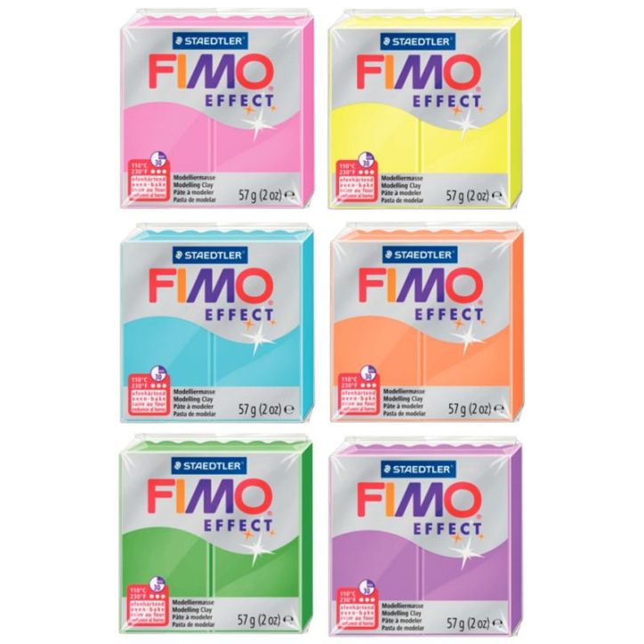 Sachet de 6 pains de 57 grammes de pâte à modeler Fimo Effect Neon 261706
