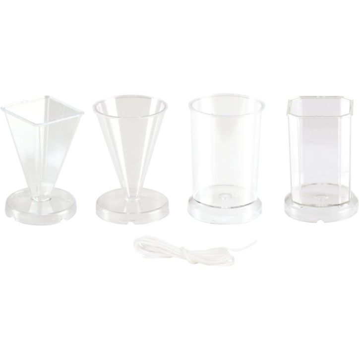 Lot de 4 moules en cristal pour bougies + 1 mètre de mèche offert 140671