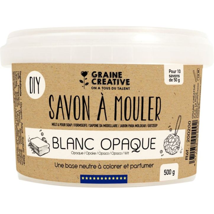 Pot de 500 grammes de savon à mouler blanc opaque 200200