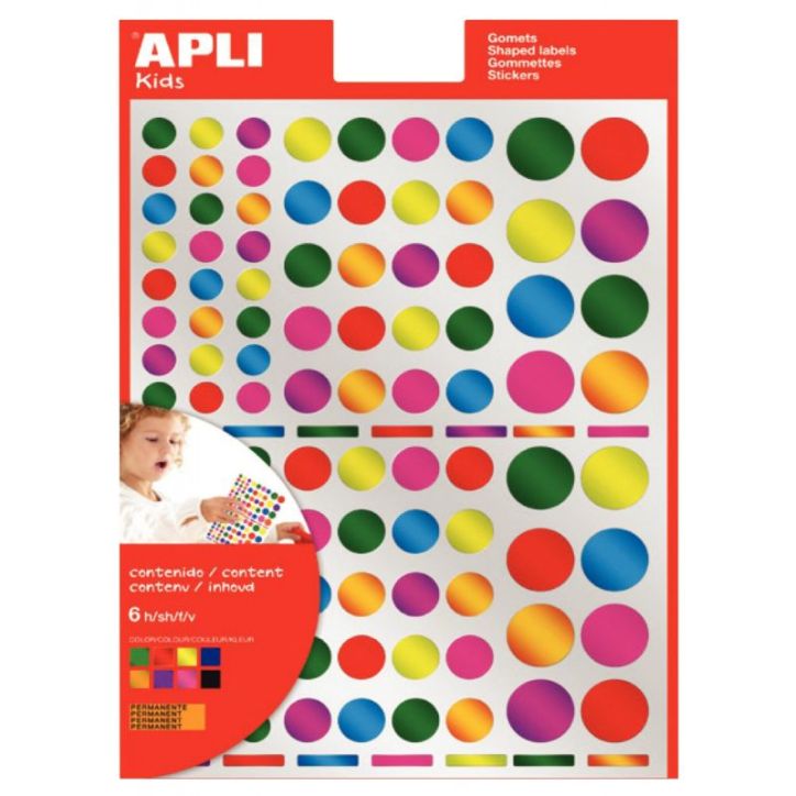 Pochette de 624 gommettes rondes métallisées couleurs assorties 13529 AGIPA