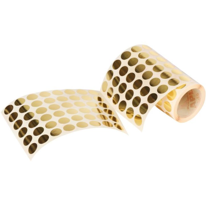 Rouleau de 2832 gommettes adhésives rondes diamètre 15 mm, couleur or 11629 AGIPA
