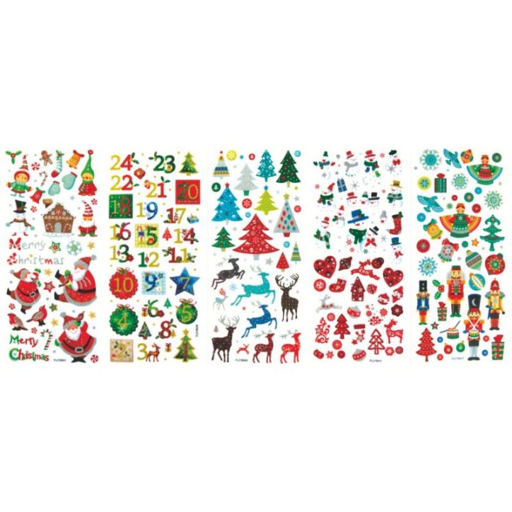 Pochette de 255 stickers scintillants thème Noël 1412