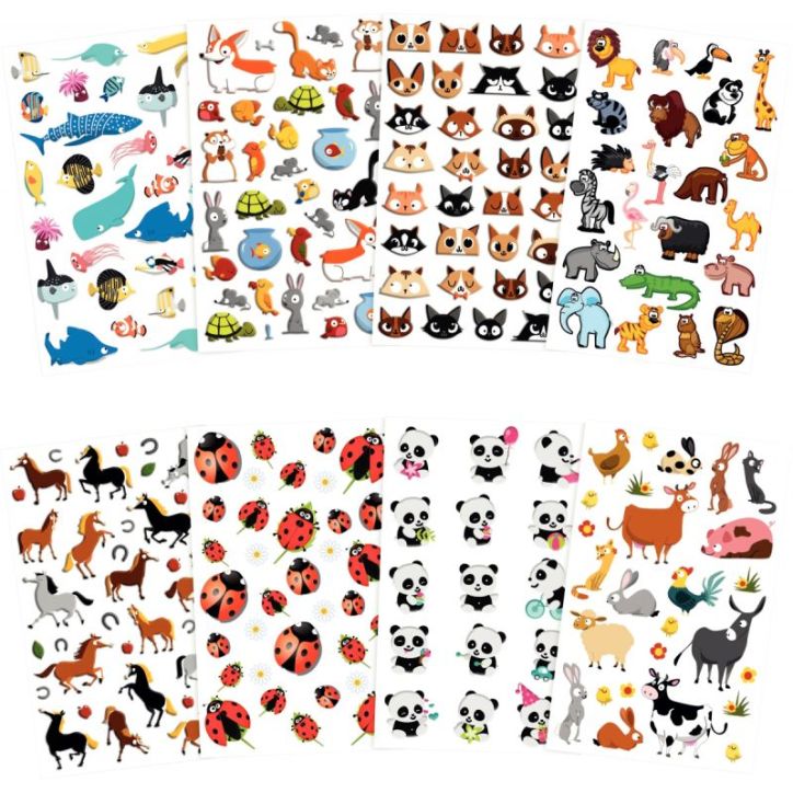 Pochette de 195 stickers déco 3D cooky thème animaux 560426C CLAIREFONTAINE