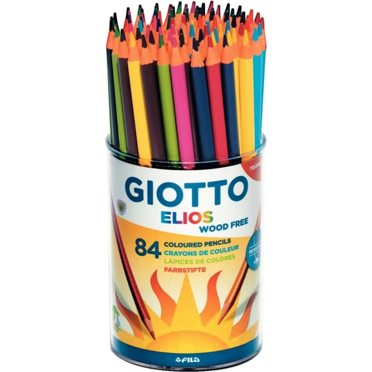 Pot de 84 crayons de couleur Elios Wood Free assortis F516000 GIOTTO